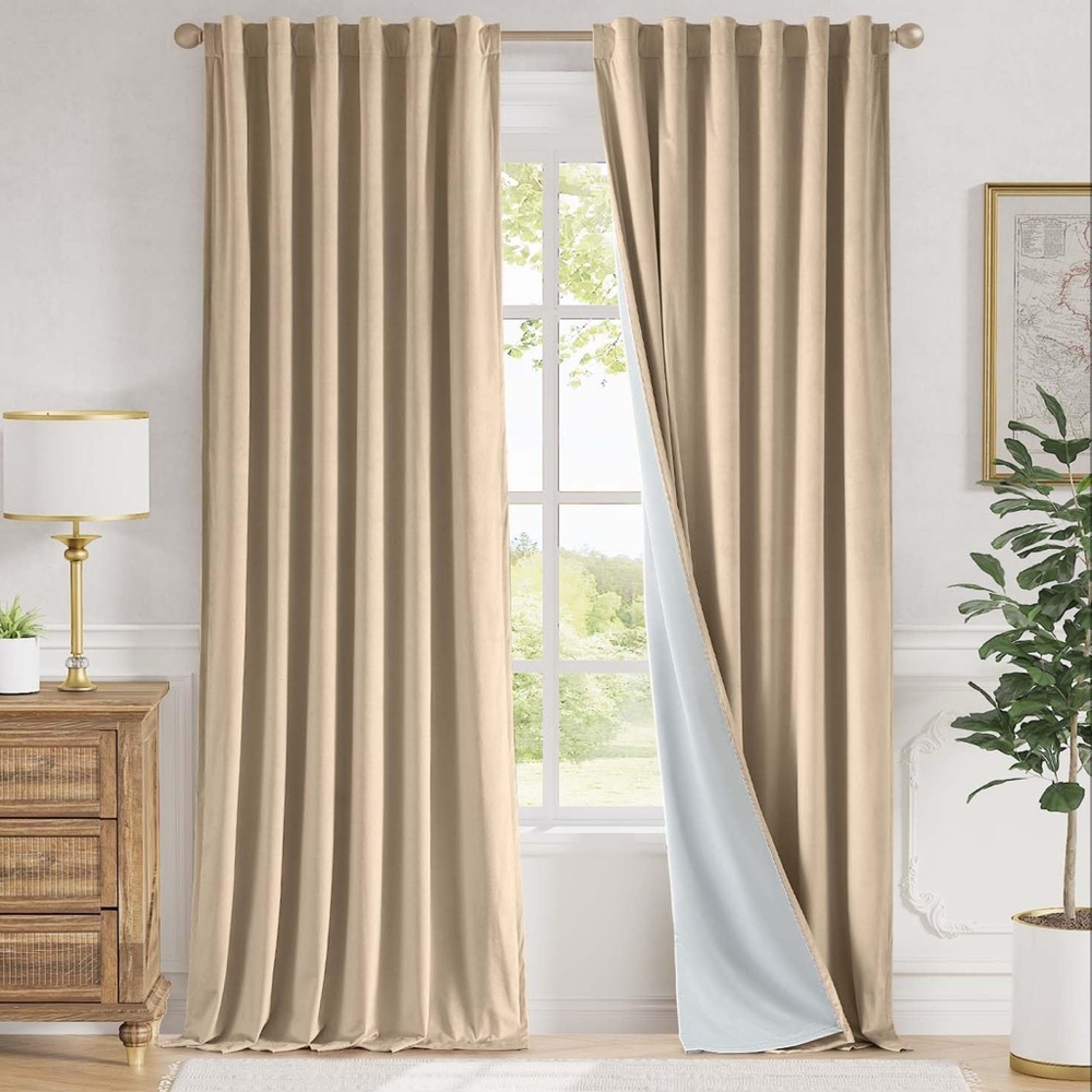 Lazzzy Cream Velvet Curtains